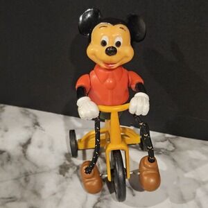 1977 Walt Disney Mickey Mouse Tricycle Toy Vintage Pedal Bike Figure